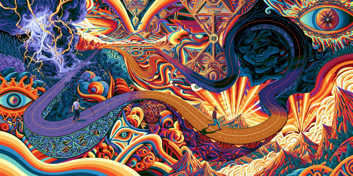 Sacred Geometry Highway wall art print staged in a room