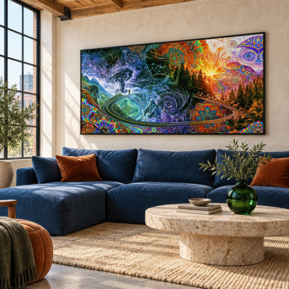 Tornado Ridge psychedelic wall art in a living room