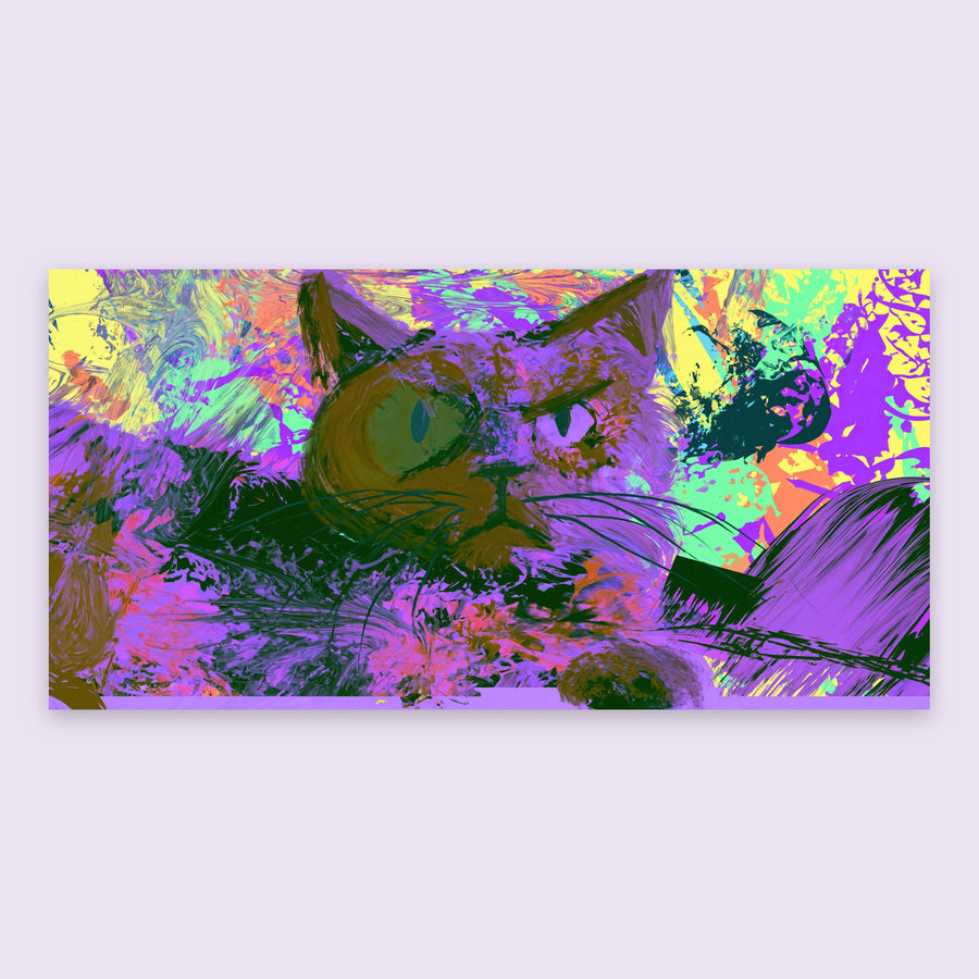 Purple and Green Cat – Psychedelic Wall Art