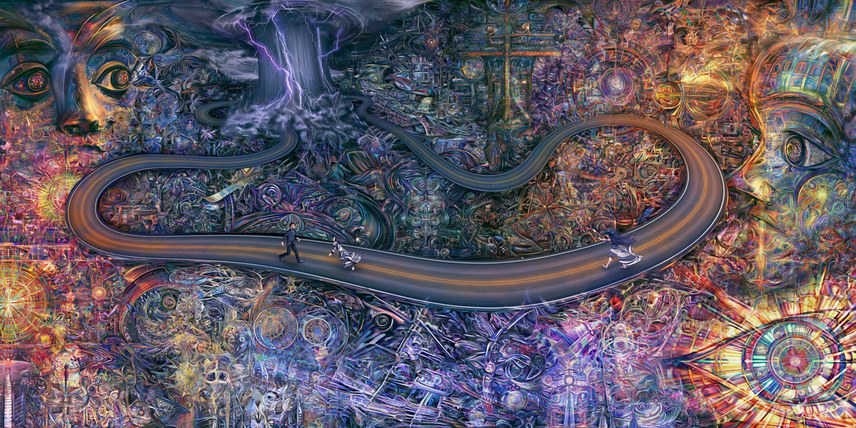 Pathway of a Thousand Eyes wall art print staged in a room