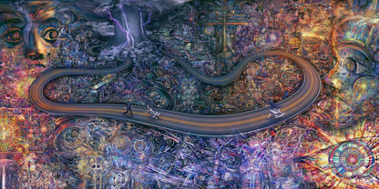 Pathway of a Thousand Eyes wall art print staged in a room