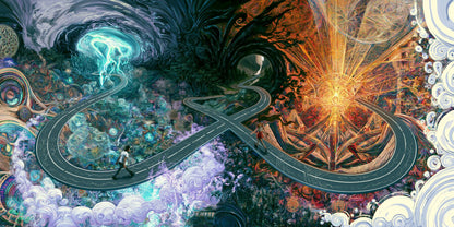 Infinity at the Crossroads wall art print staged in a room