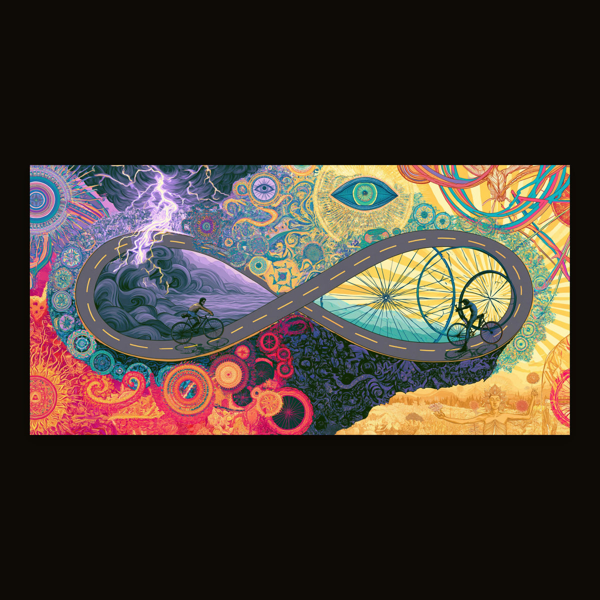 Cyclists of the Infinite Road flat lay
