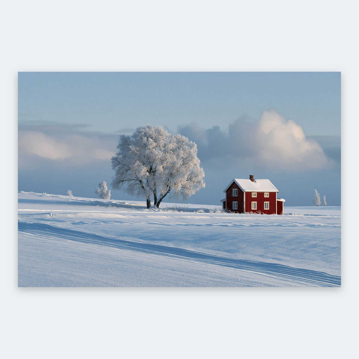 Winter Farmstead in Snow flat lay