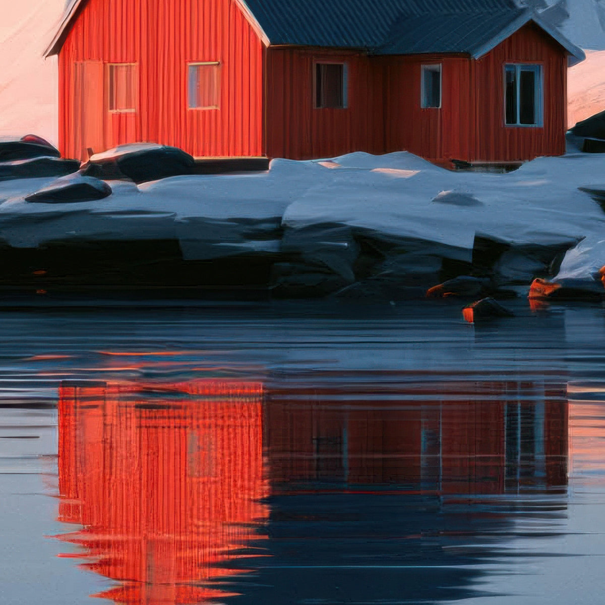 Fjord Cabin at Sunset close-up detail