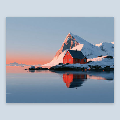 Fjord Cabin at Sunset flat lay