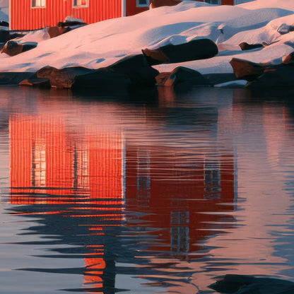 Fjord Cabin at Sunrise close-up detail