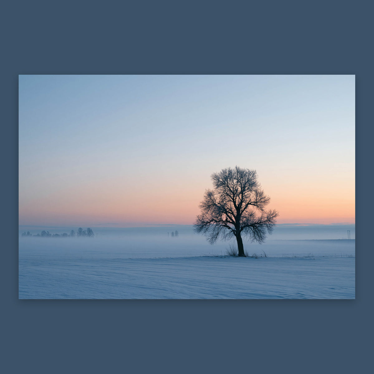 Lone Tree in Snowy Field flat lay