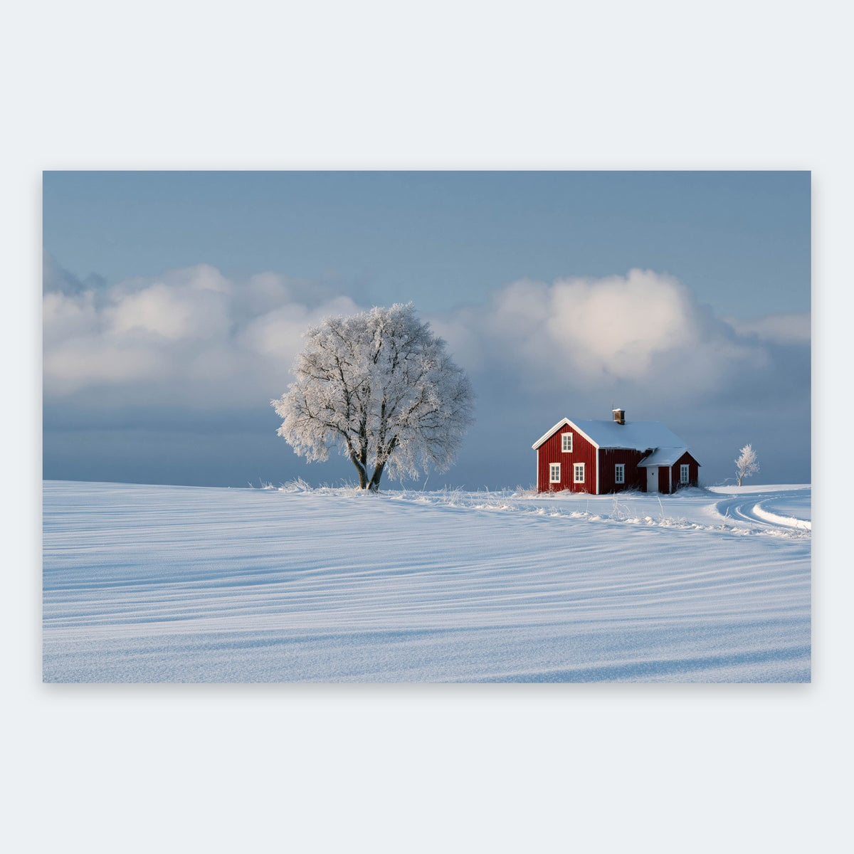 Frosted Tree and Red Cottage flat lay