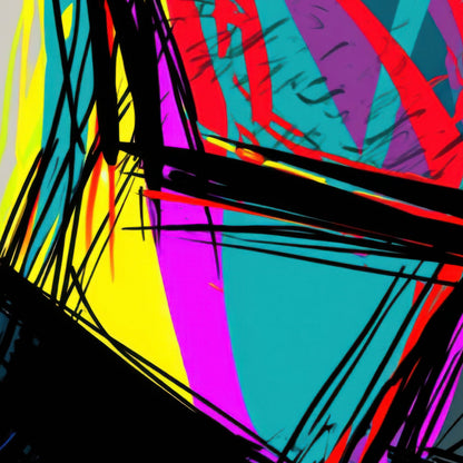 Red and Teal Profile Sketch close-up detail