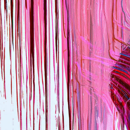 Color Drip Portrait in Red and Blue close-up detail