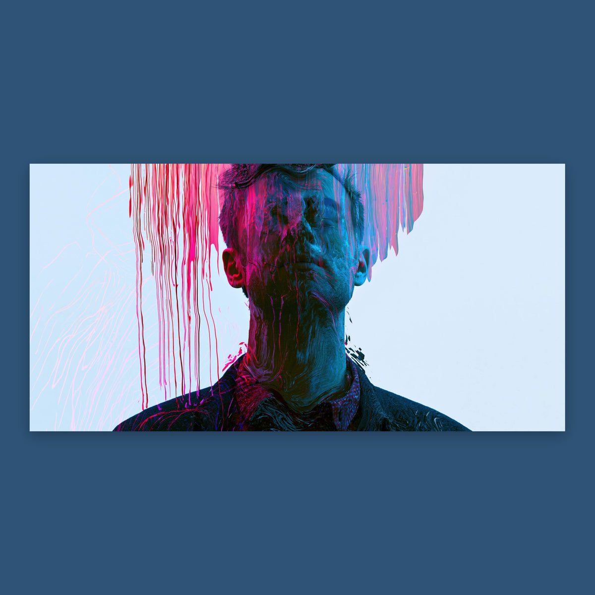 Color Drip Portrait in Pink and Blue flat lay
