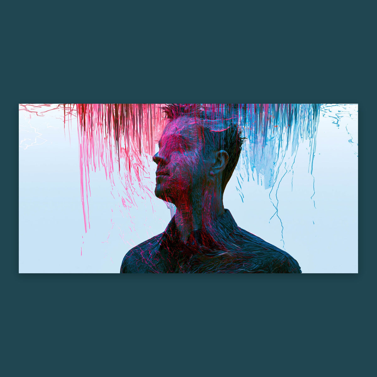 Color Drip Profile in Pink and Teal flat lay