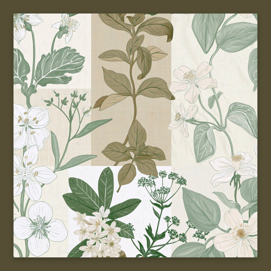 Patchwork Botanical Floral Illustration – Vintage Illustration Wall Art