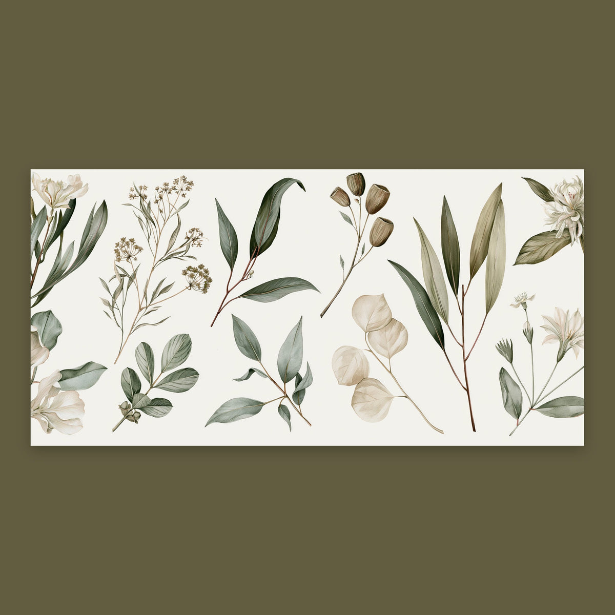 Botanical Sprigs with Papery Seed Pods flat lay