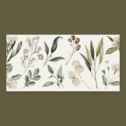 Botanical Sprigs with Papery Seed Pods flat lay