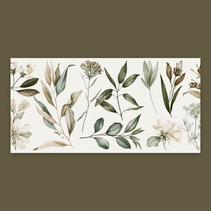 Sage Green Botanical Sprig Print flat lay