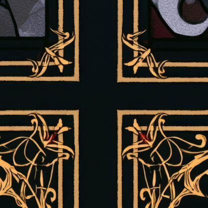 Gothic Stained Glass Floral Panels close-up detail