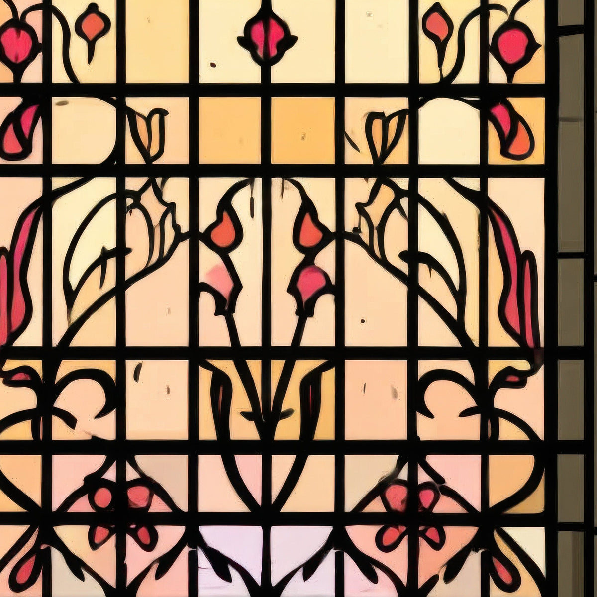 Eight-Panel Gothic Stained Glass Illustration – Vamp Romantic Wall Art