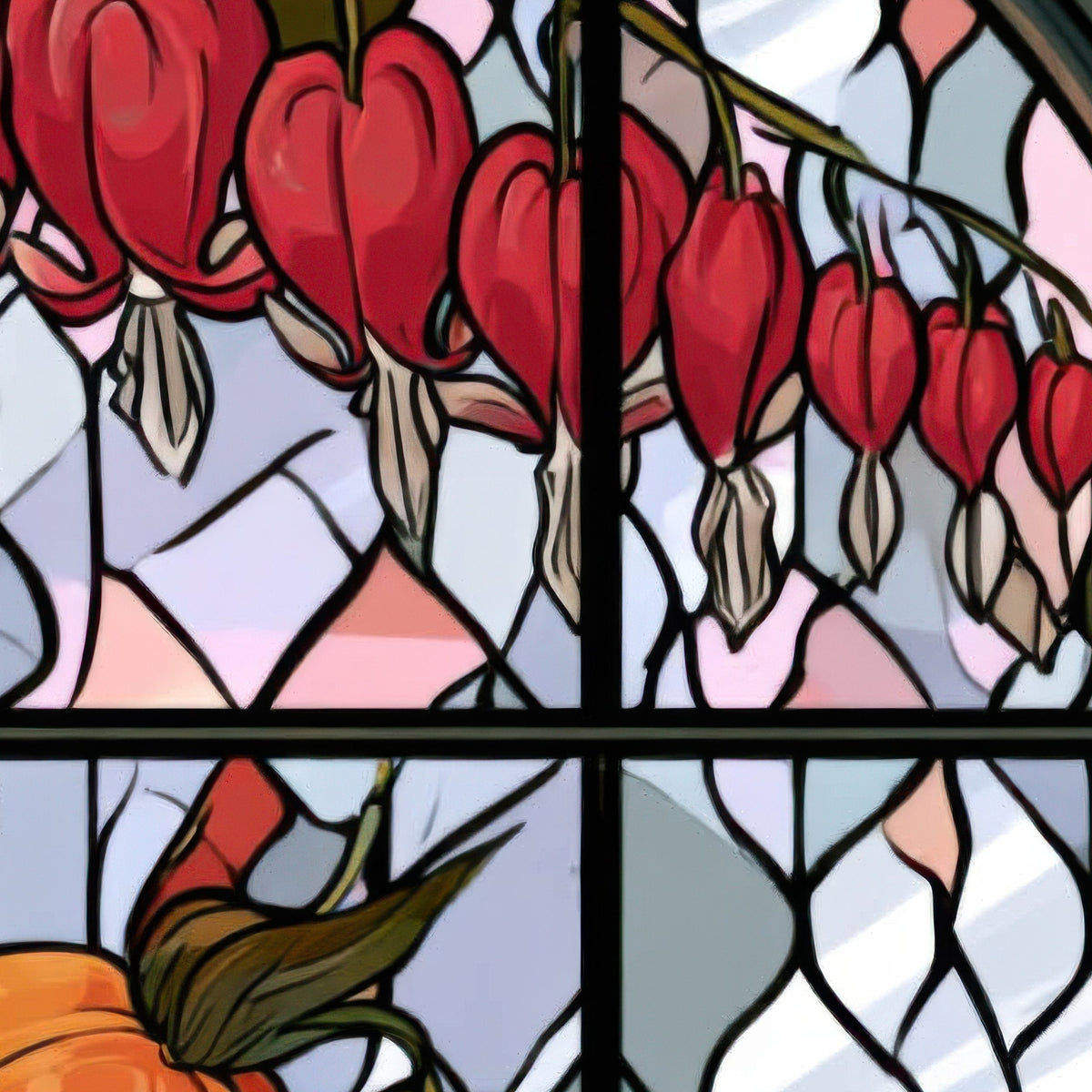 Four-Panel Bleeding Heart Illustration Set close-up detail