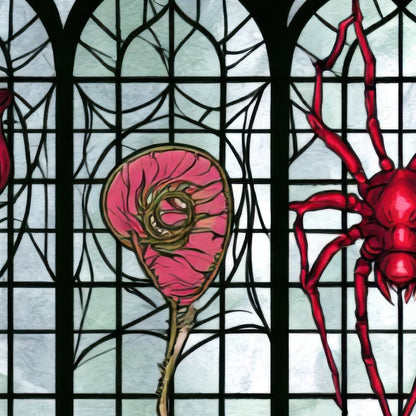 Gothic Botanical Window Panel Grid close-up detail