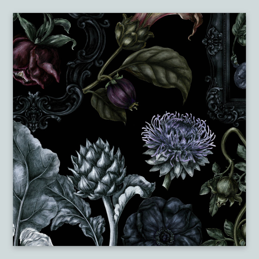 Purple Mum and Artichoke Dark Floral – Vamp Romantic Wall Art