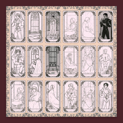 Art Nouveau Figure Panel Grid flat lay