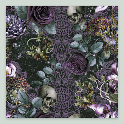 Gothic Skull and Rose Pattern flat lay