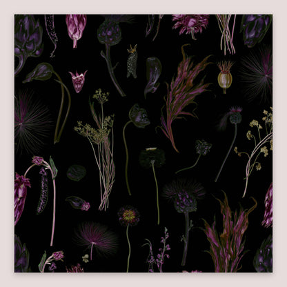 Dark Botanical Specimen Chart flat lay