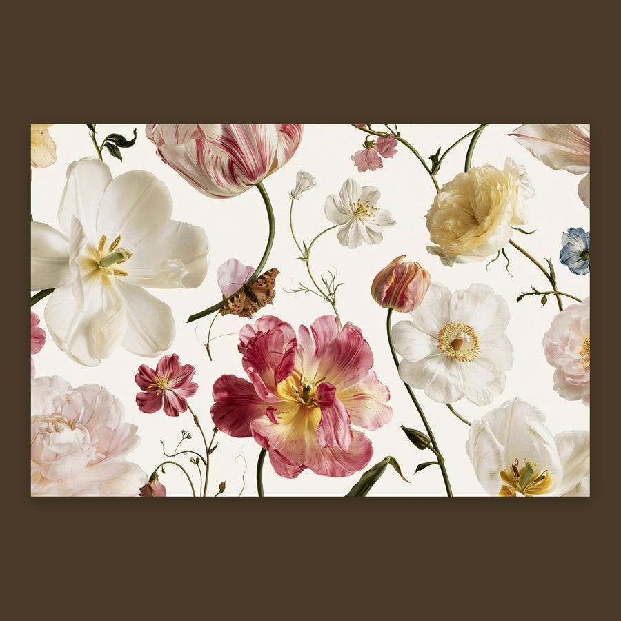 Tulips and Wildflowers on Cream – Watercolor Floral Wall Art