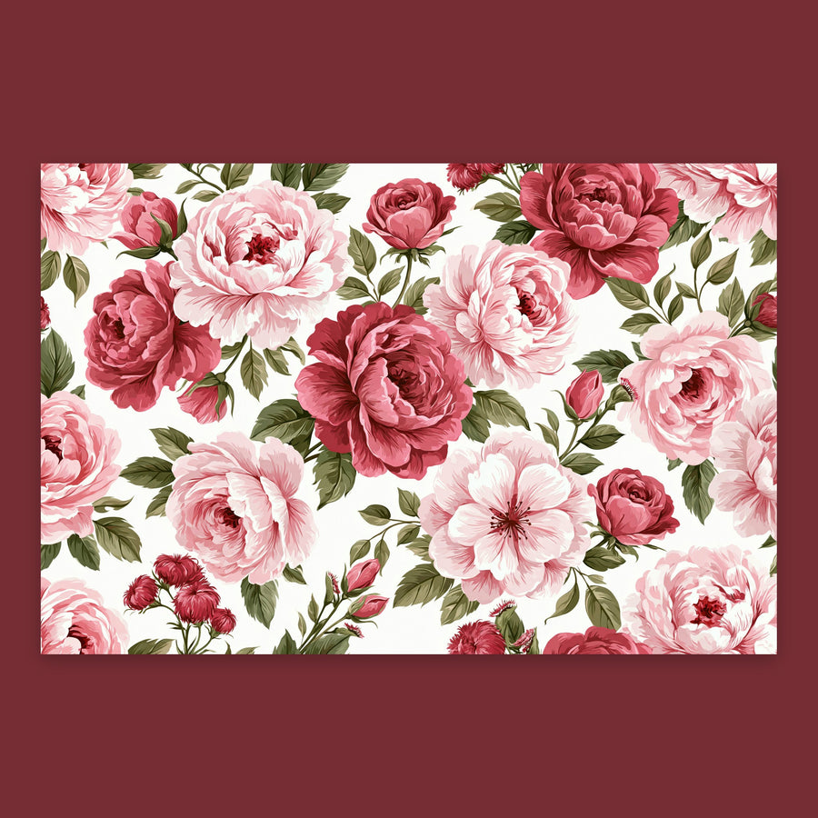 Dense Pink Rose Pattern – Watercolor Floral Wall Art