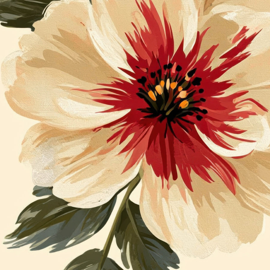 Red and Cream Rose Pattern – Watercolor Floral Wall Art