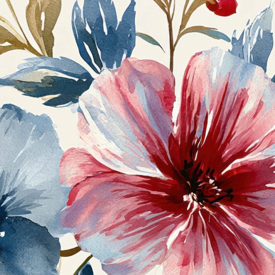 Pink and Blue Floral Pattern – Watercolor Floral Wall Art
