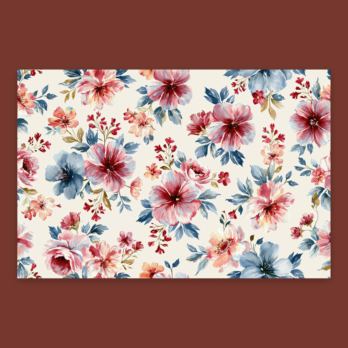 Pink and Blue Floral Pattern flat lay
