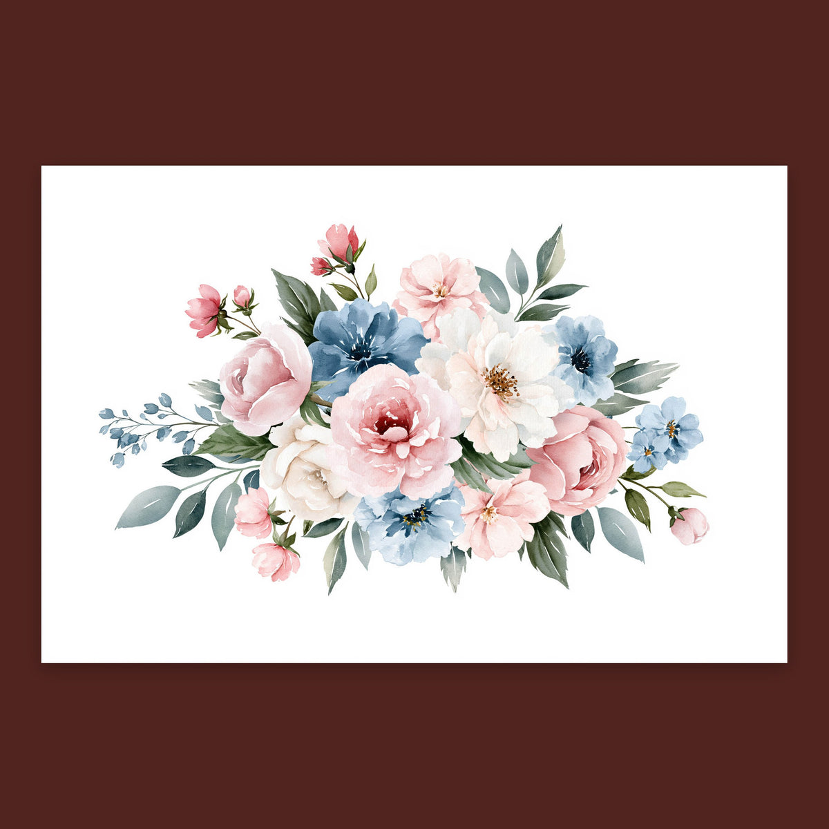 Blush and Dusty Blue Bouquet flat lay