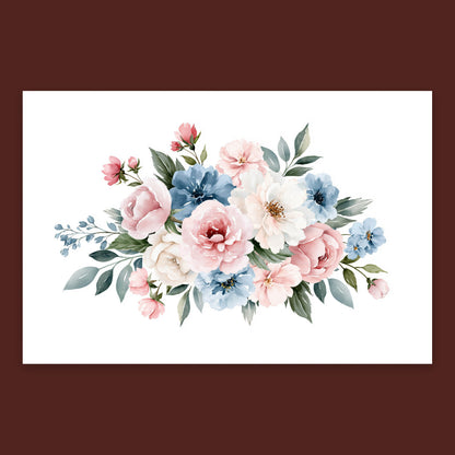 Blush and Dusty Blue Bouquet flat lay