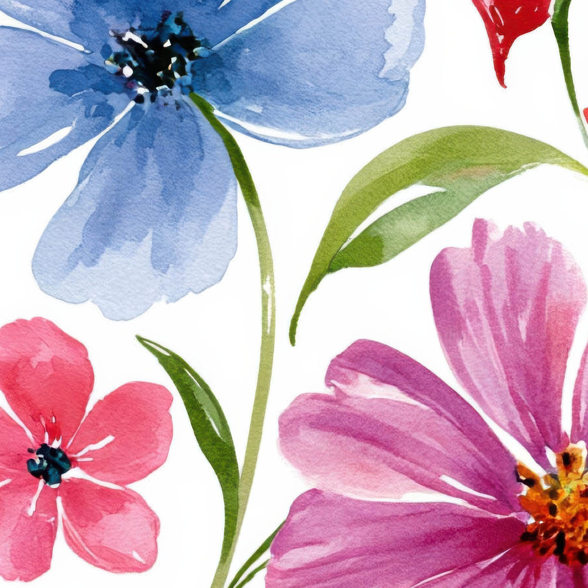 Mixed Wildflower Pattern – Watercolor Floral Wall Art