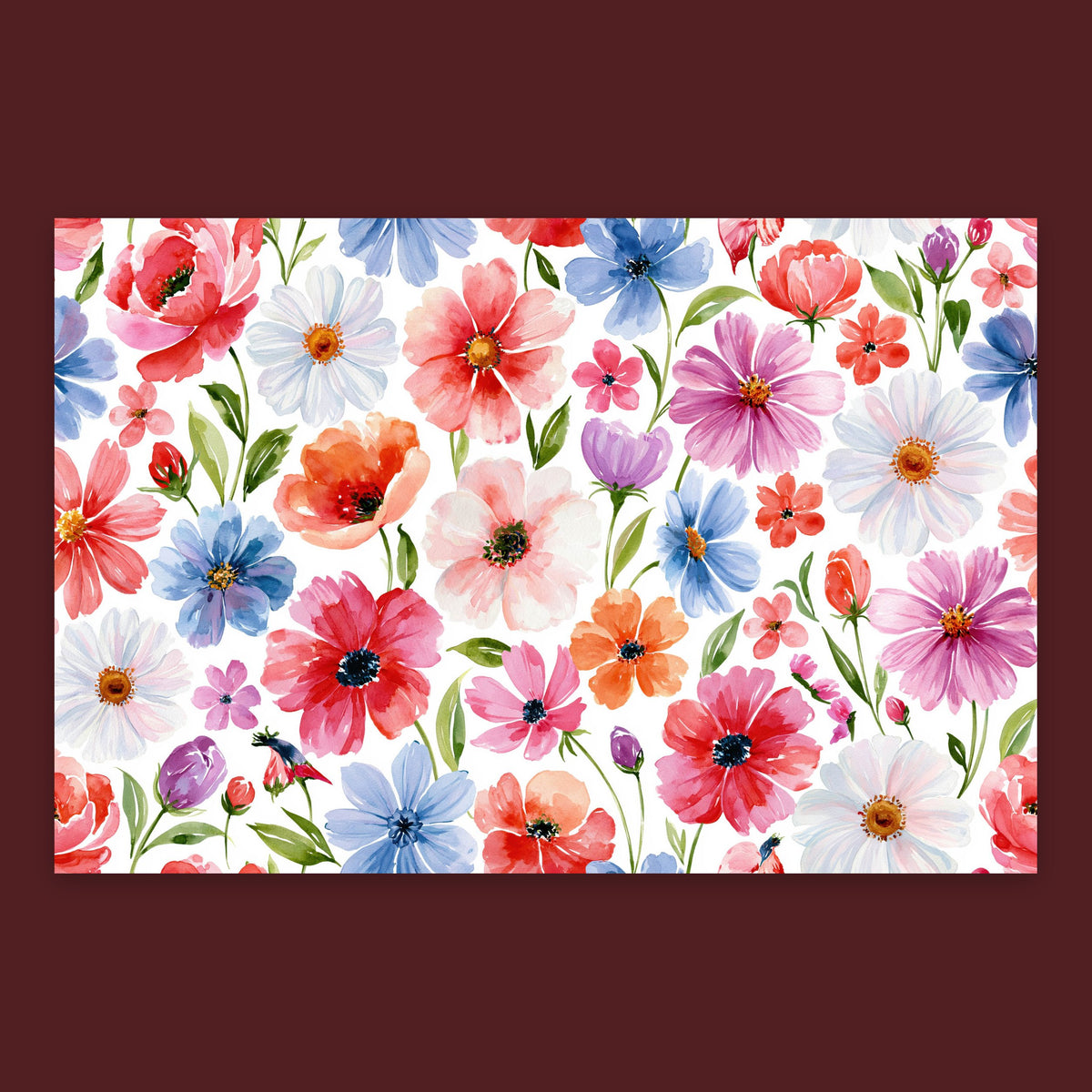Mixed Wildflower Pattern – Watercolor Floral Wall Art