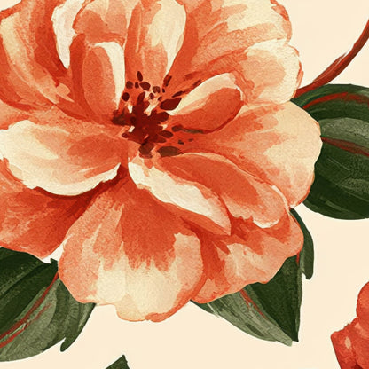Rust Rose Pattern on Cream close-up detail