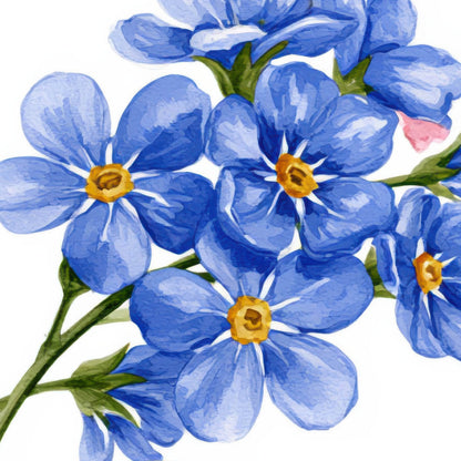 Red Poppy and Blue Wildflower Pattern close-up detail