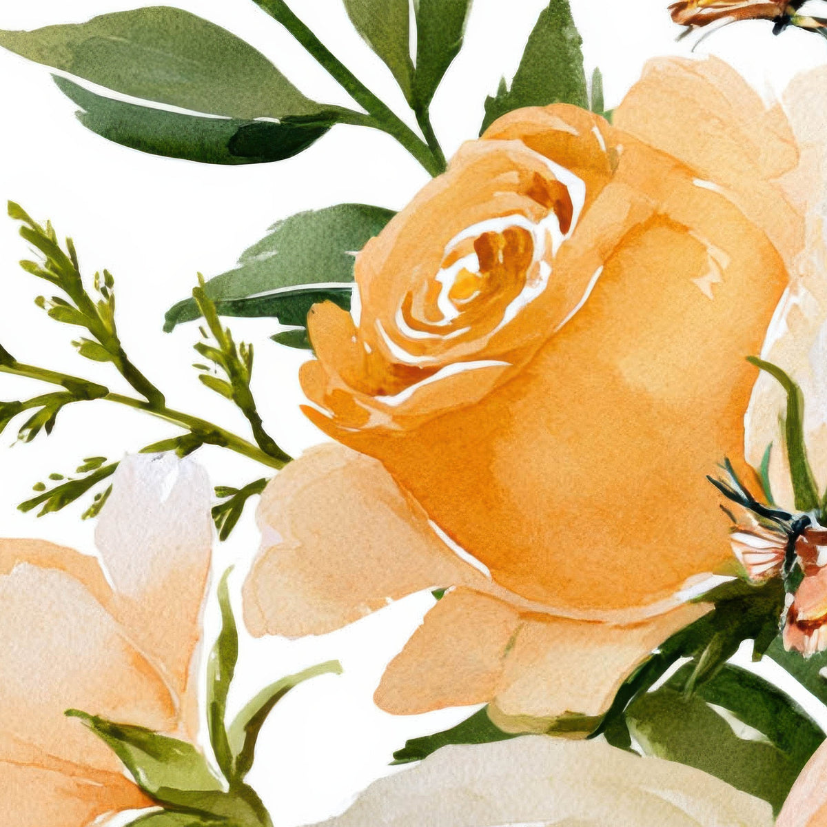 Peach Rose and Daisy Bouquet close-up detail