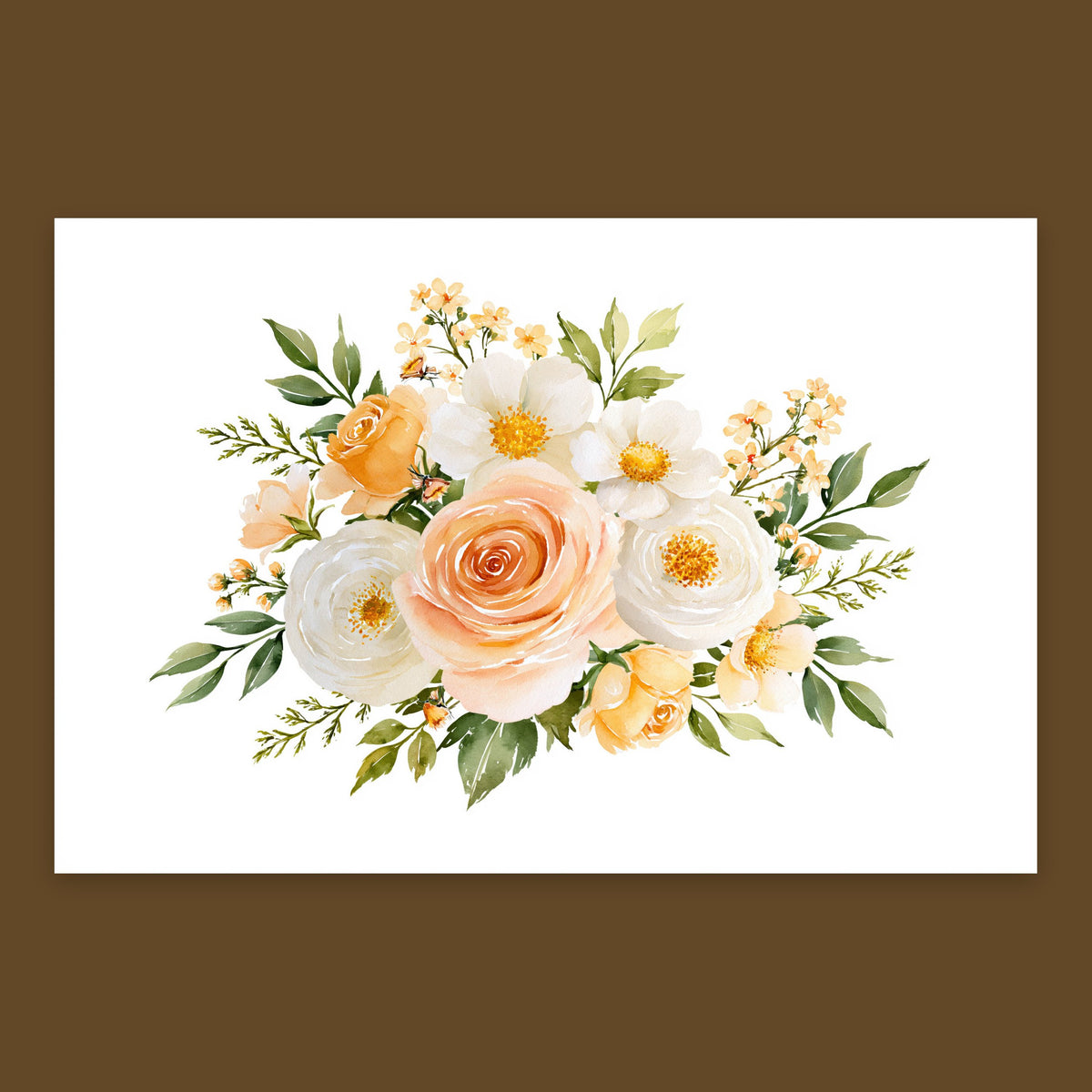 Peach Rose and Daisy Bouquet flat lay