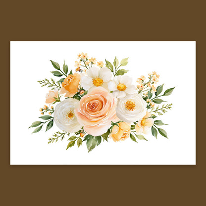 Peach Rose and Daisy Bouquet flat lay