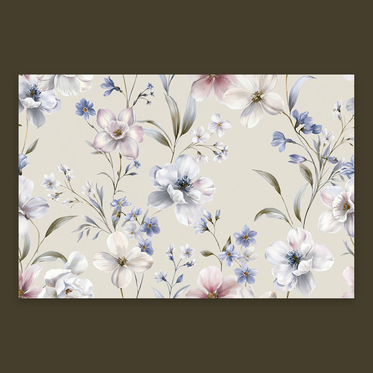 Lavender and White Floral Pattern flat lay