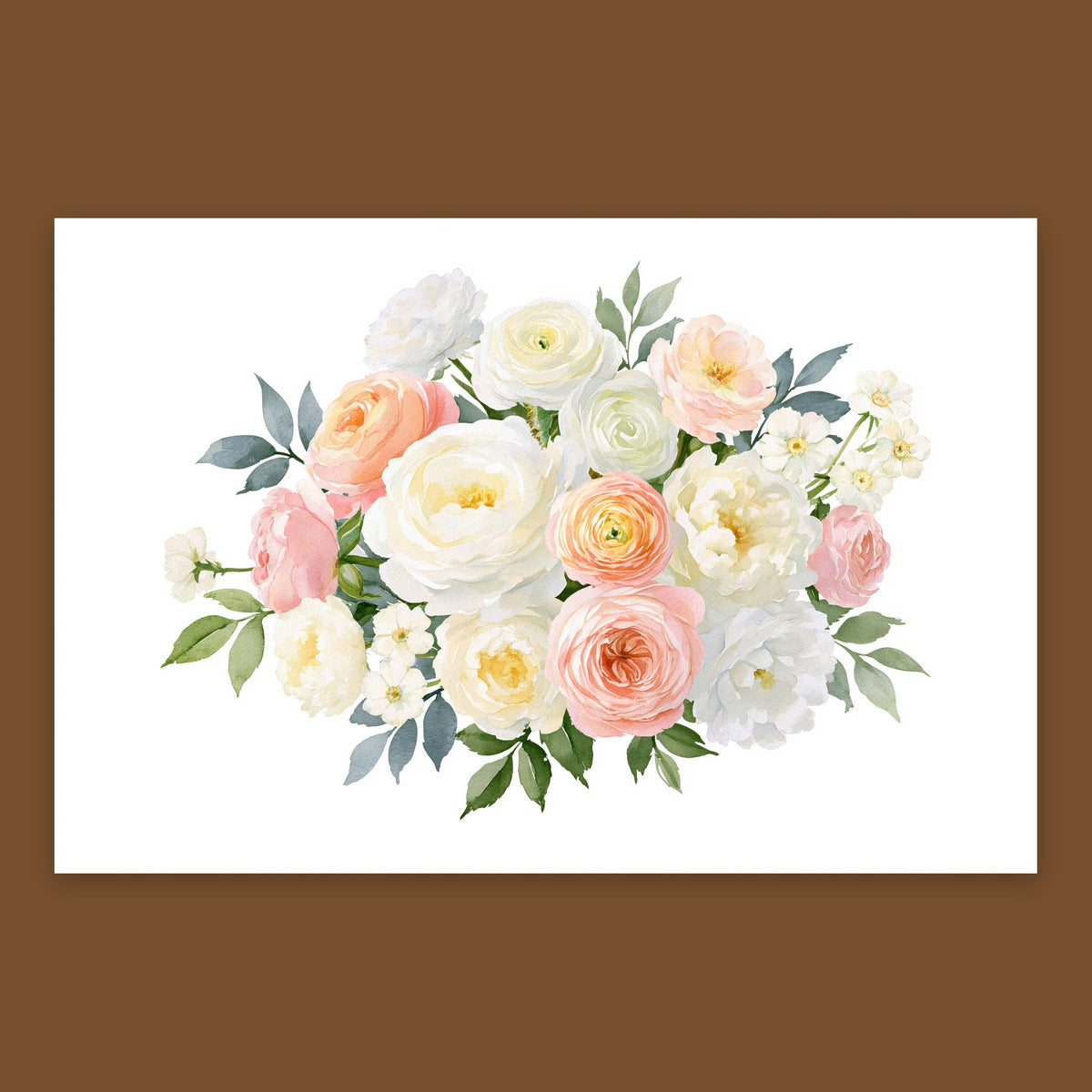 Cream and Peach Rose Bouquet flat lay