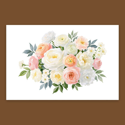 Cream and Peach Rose Bouquet flat lay
