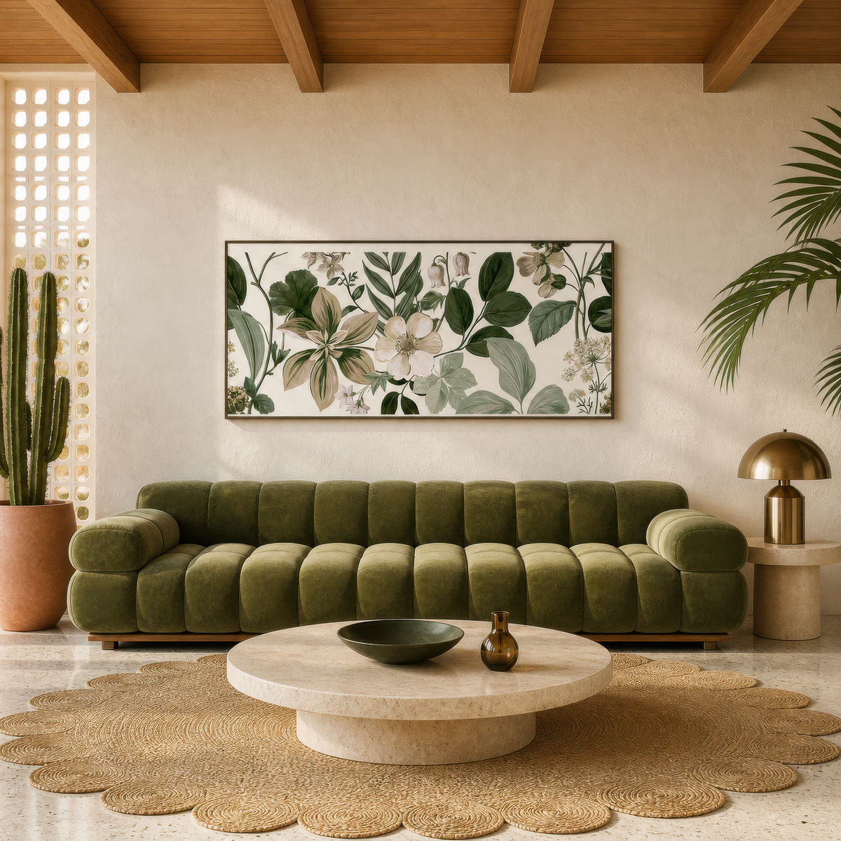 Vintage Floral Botanical Study wall art print, alternate room view