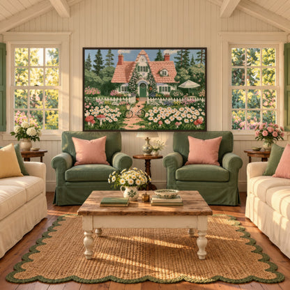 Storybook Garden Cottage cottagecore wall art in a den