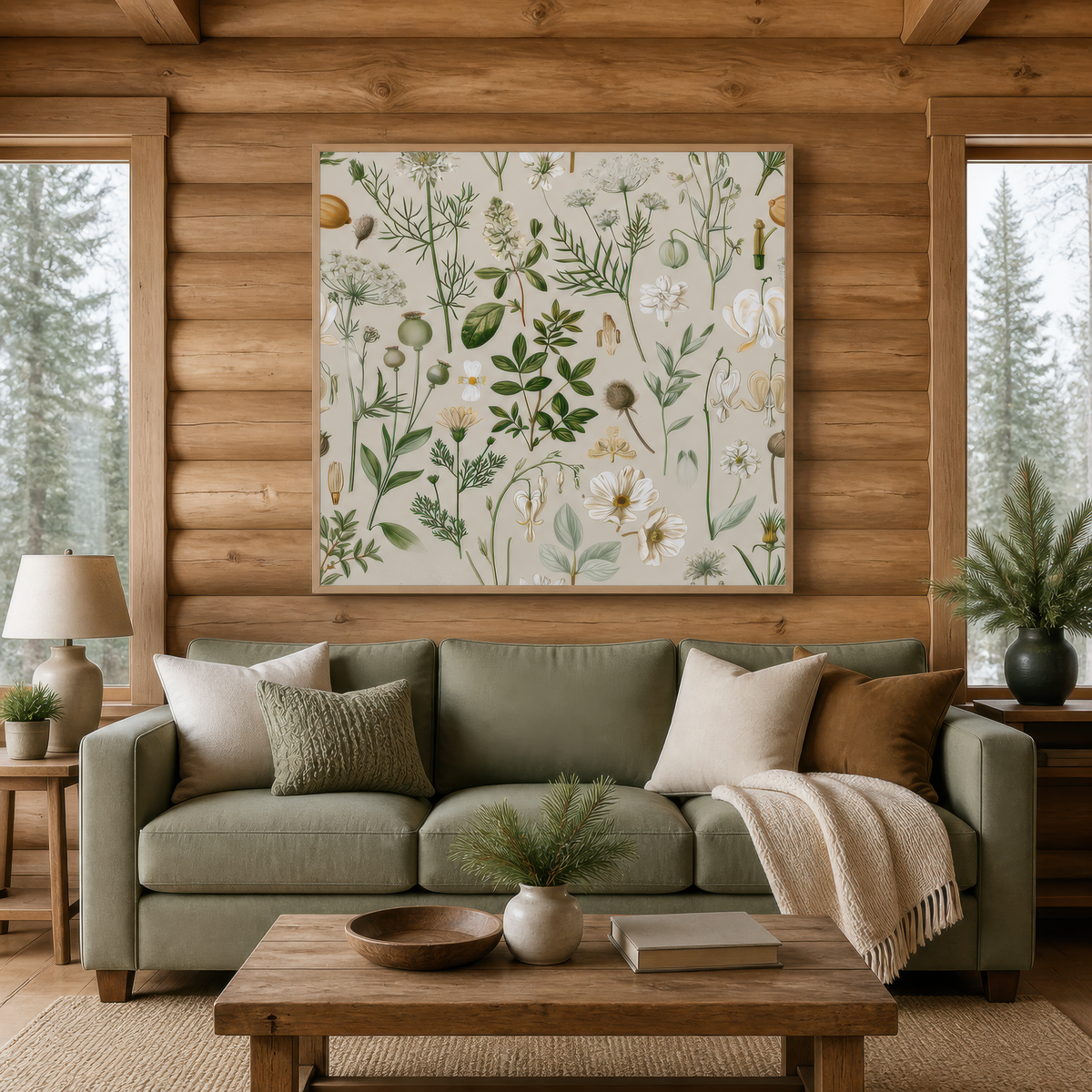 Wildflower Botanical Scatter Print wall art print staged in a room