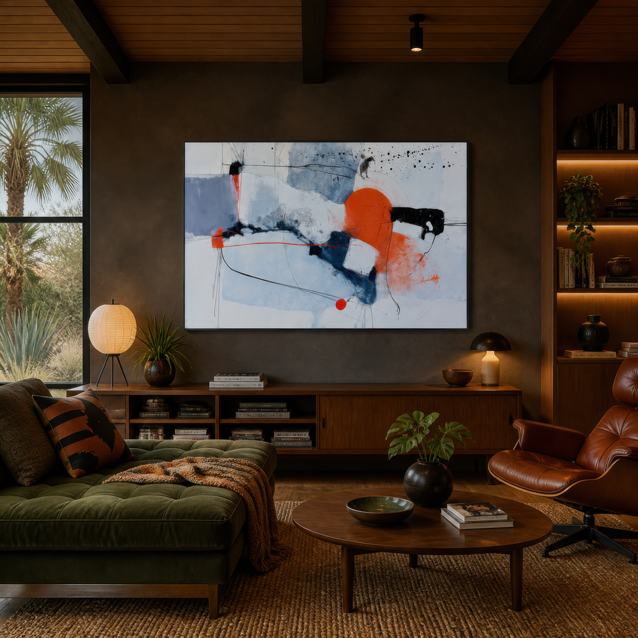 Blue-Gray and Orange Abstract – Abstract Wall Art